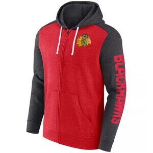 Chicago Blackhawks Men's Red Cotton Full-Zip Hoodie